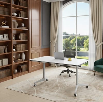 Opvouwbare Vergadertafel met Wielen - Modern Mobiel Flip Top Trainingsbord voor Kantoor, Vergaderruimte en Klaslokaal - Stijlvol Lang Rechthoekig Bord, Stapelbaar en Ruimtebesparend Casa Serena – A...