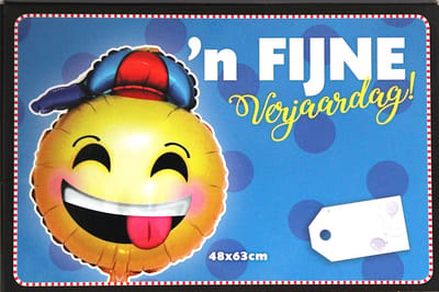 Folieballon Een Fijne Verjaardag - Folie Ballon - Smiley - 48X63cm - Met Kadolabel - 1 Stuks