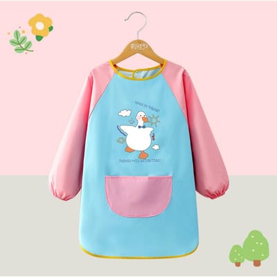 Waterdichte Tekenkleding voor Kinderen Kleuterschool Overgooier Eetbib Waterdicht Achterstevoren Aantrekken Schorten voor Jongens en Meisjes L blue