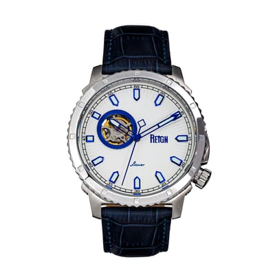 Reign Bauer automatisch semi-skelet lederen band horloge
