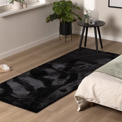 NATURL. Zacht laagpolige Loper - Cozy Zwart - 80x250cm
