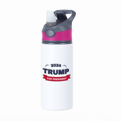 Hacebo® - Trump for president 2024 waterfles met rietje roze - President - Trump aanhangers - verjaardagscadeau - support - kado - water fles - 650ML