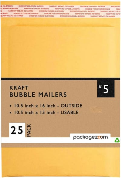 25 Stuks Kraft Bubble Enveloppen #5 Gewatteerd Verzenden - 26.7x40.6 cm
