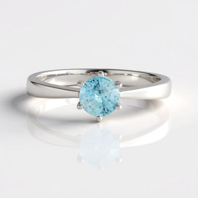 Cavill - Zilveren ring 925 Sterling zilver met platina coating - 0,83 ct Blauwe ronde briljant geslepen zirkonia - Minimalistisch