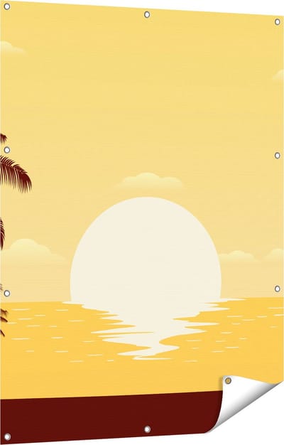 Gards Tuinposter Zonsondergang met Palmbomen - Abstract - 90x120 cm - Tuindoek - Tuindecoratie - Wanddecoratie buiten - Tuinschilderij