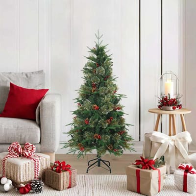 vidaXL - Kunstmatige - Hinged - Kerstboom - Groen - 120 - cm - PVC, - PE - en - Staal