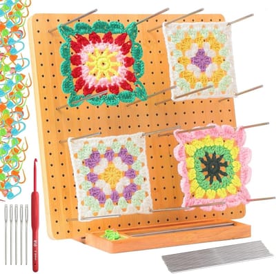 Blokkeerplank Haken - Vierkante Plank - Projecten Vormgeven - Inclusief Veel Accessoires - 23.5x23.5 cm - Houtkleur