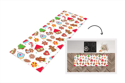 Keukenloper - Loper keuken - Patronen - Eten - Kerst - 150x50 cm - Keukenloper vinyl