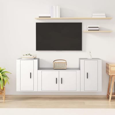 Tv-meubelset - Media meubel - Woonkamer Inrichten - Wandmontage Mogelijk - 3 Delig - Wit