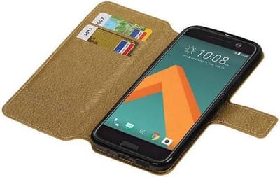 Cross Pattern TPU Bookstyle Wallet Case Hoesje Geschikt voor HTC M10 Goud