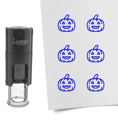 CombiCraft Stempel pompoen 10mm rond blauwe inkt - per 1 stuk