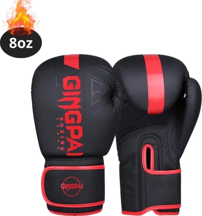 Nivard Bokshandschoenen - Kickboks Handschoenen - Boxing Gloves Set - Vecht Handschoenen - Heren - Dames - Zwart-Rood - 8 oz