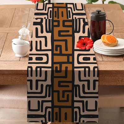 Afrikaanse Etnische Stammen Linnen Tafel Runner Feestdecoratie Vintage Geometrisch Patroon Keuken Eetkamertafel Runners Woondecoratie 150x33cm