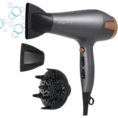 Pretfy Föhn Haarverzorging Negatieve Ionische Föhn 2500W 2 Snelheden 3 Warmtestanden Snel Drogen EU Plug grijs