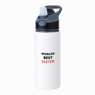 Hacebo® - worlds best sister waterfles met rietje zwart - Zus - de beste zus - verjaardagscadeau - verjaardag - cadeau - cadeautje voor zus - zus artikelen - kado - geschenk - gift - water fles - 650ML