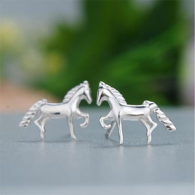 Mode Créative Nouvelle Arrivée Exquis Bijoux en Argent Sterling 925 Doux Mignon Poney Cheval Cadeau Femme Boucles d'Oreilles Puces E155 gray