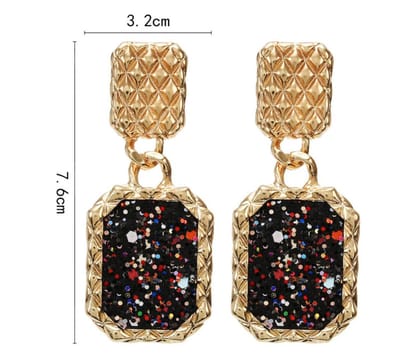 Vierkante oorbellen met glitters | goud gekleurd