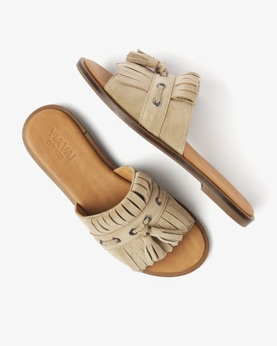 VIA VAI Vita Eva Slippers Dames - Suède - Beige - Maat 37