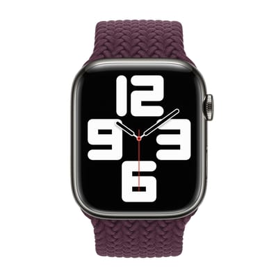 Apple Gevlochten solobandje voor de Apple Watch | 44/45/46/49 mm - Maat 8 - Dark Cherry