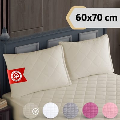 Tavas Paris Kussenbeschermer Waterdicht 2 stuks Beige Kussenbeschermers 60 x 70 cm 100% Katoen molton kussensloop Kussen Beschermer Kussenbeschermers Met rits Waterproof kussen molton Kussenslopen