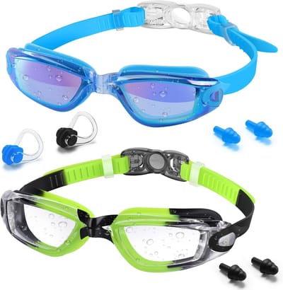 2-Pack Kinder Zwembril met UV-bescherming & Anti-Mist | Lekvrij Zwemmen voor Jongens & Meisjes (6-14 jaar)