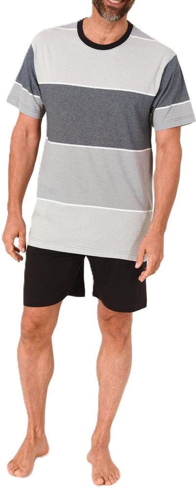 Normann herenpyjama Shorty met korte mouwen in een gestreepte look - ook in grote maten