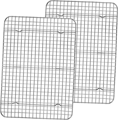Grote RVS Koelrooster Set van 2, Perfect voor Bakken, Grillen en Roosteren, 39×28.5×2 cm, Gezond, Roestvrij en Vaatwasserbestendig