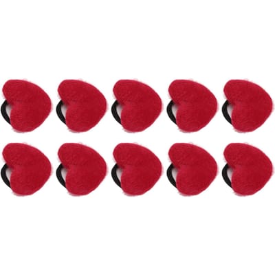 10pcs Coussin d'épingle de poignet Doux Élastique en Forme de Cœur Portable Coussin d'aiguilles pour Couture Quilting red