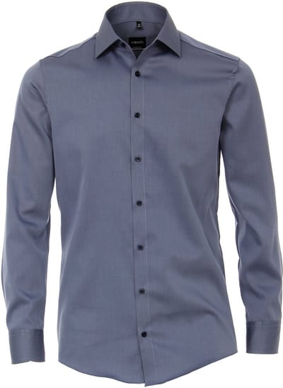 VENTI modern fit overhemd - twill - grijsblauw - Strijkvriendelijk - Boordmaat: 43
