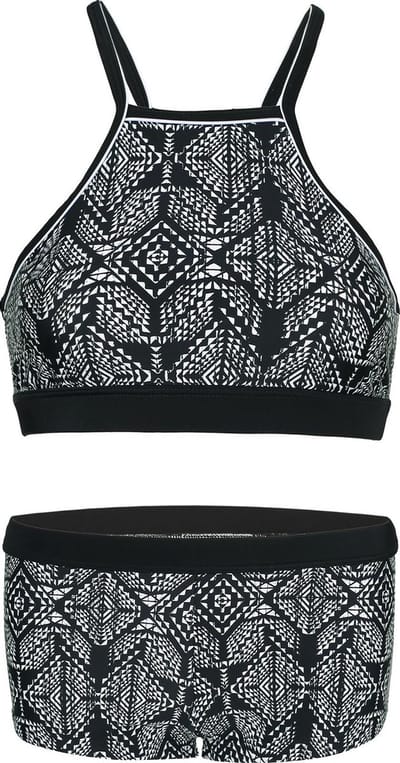 Bikini hipster broekje en cro top met racerback - Black square 128-134
