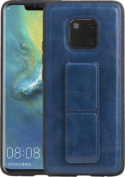 Grip Stand Hardcase Backcover - Telefoonhoesje - Achterkant Hoesje - Geschikt voor Huawei Mate 20 Pro - Blauw