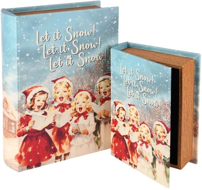 Dekoratief | Set 2 boekdozen 'Christmas Choir', hout, 20x15x6cm | A255151