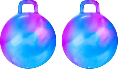 Skippybal marble - 2x - blauw/paars - D45 cm - buitenspeelgoed voor kinderen