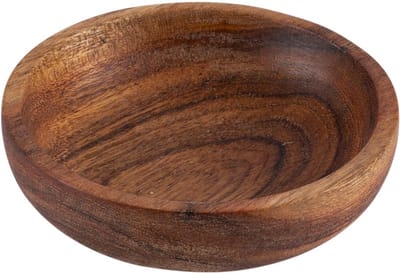 Pure Acacia Wood Aardewerk Schaaltje | Kommetje | Tapasschaaltje | Klein Schaaltje | Servies Schaaltje | Woonaccessoire laag 10x2.5 cm