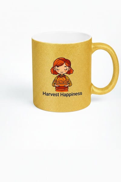 Gouden Mok met Herfstmeisje en 'Harvest Happiness' - Perfect Cadeau