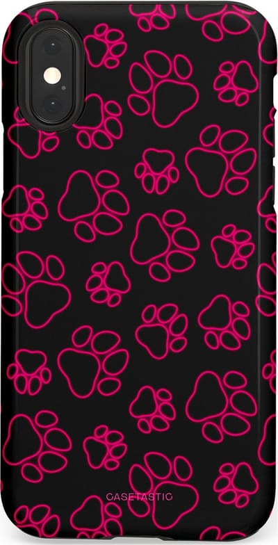 Casetastic Hoesje Geschikt voor Apple iPhone X/Xs - Stijlvolle Beschermende Duo-layer Case - Neon pootjes