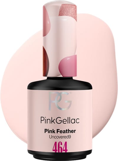 Pink Gellac Gellak - 464 Pink Feather 15ml - Glanzende Roze Gel Nagellak - Uncovered9 Collectie Gellac - Gel Nagels Producten - Nazomer Collectie Gel Nagellak
