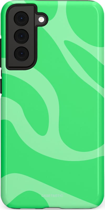 Casetastic hoesje geschikt voor Samsung Galaxy S21 FE 5G - Dubbellaagse bescherming - Limoen Groene Vloeiende Golven - Fashion Case - Groen