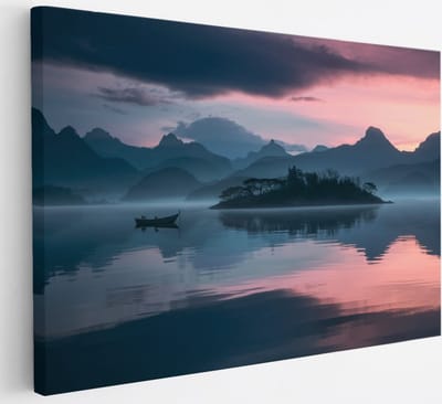 Saammp Canvas Schilderij - boot - Rustgevend - Landschap - Natuur - 30x20 - Foto op canvas - Wanddecoratie - Muurdecoratie Woonkamer - Slaapkamer decoratie - Canvas Print