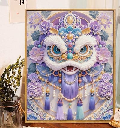 DIY kruissteekborduurpakket/Chinese stijl - Leeuwendans/gedrukt kruissteekpatroon borduurpakket (frame niet inbegrepen) 40*50CM