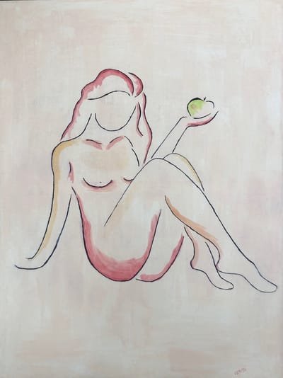 Meisje met appel S2 - acryl
