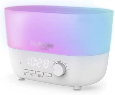 Luchtbevochtiger met Klok - Diffuser Luidspreker - Babykamer Welzijn - 5-in-1 Functies - 400 ml - rood