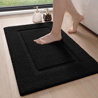 Zachte en Absorberende Badmat 50x80cm van Microfiber, Antislip en Machinewasbaar voor Douche en Badkuip, Zwart