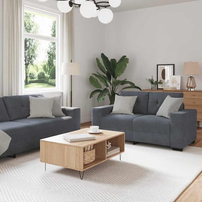 vidaXL - 2-delige - bankset - met - kussens, - donkergrijs - fluweel