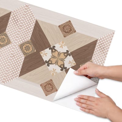 Coloray Meubel Wrap Folie - Bruin Meubelfolie - 50x100 cm - Wrapfolie Keuken Rustieke elegantie - Decoratiefolie - Rustiek Meubelfolie - Meubel Wrap Folie - Woonkamer decoratie - Geometrie