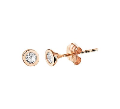 YO&NO - Oorbellen - Rosegoud - Oorknoppen - Zirkonia - 4mm - Sieraden vrouw - 14k - 585 Goud