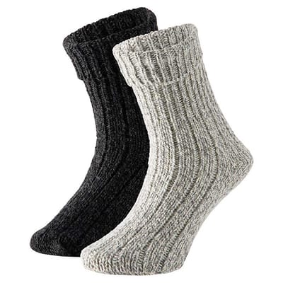 Apollo - Wollen sokken dames - Huissok dames - Grijs - 2-Pak - Maat 35/38 - Fluffy sokken - Slofsokken - Huissokken - Warme sokken - Winter sokken