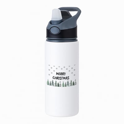 Hacebo® - Kerst merry christmas kerstbomen waterfles met rietje zwart - Kerstmis - Kerst beker - winter - kerst - christmas - kerst cadeau - water fles - 650ML