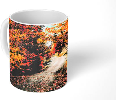 Mok - Koffiemok - Herfstbos - Pad - Bladeren - Landelijk - Mokken - 350 ML - Beker - Koffiemokken - Theemok