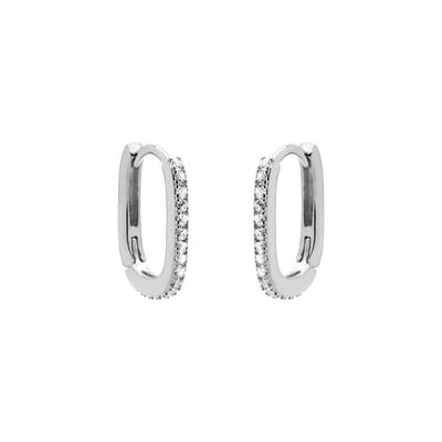Karma Oorringen hoop ovaal zilver Crystal